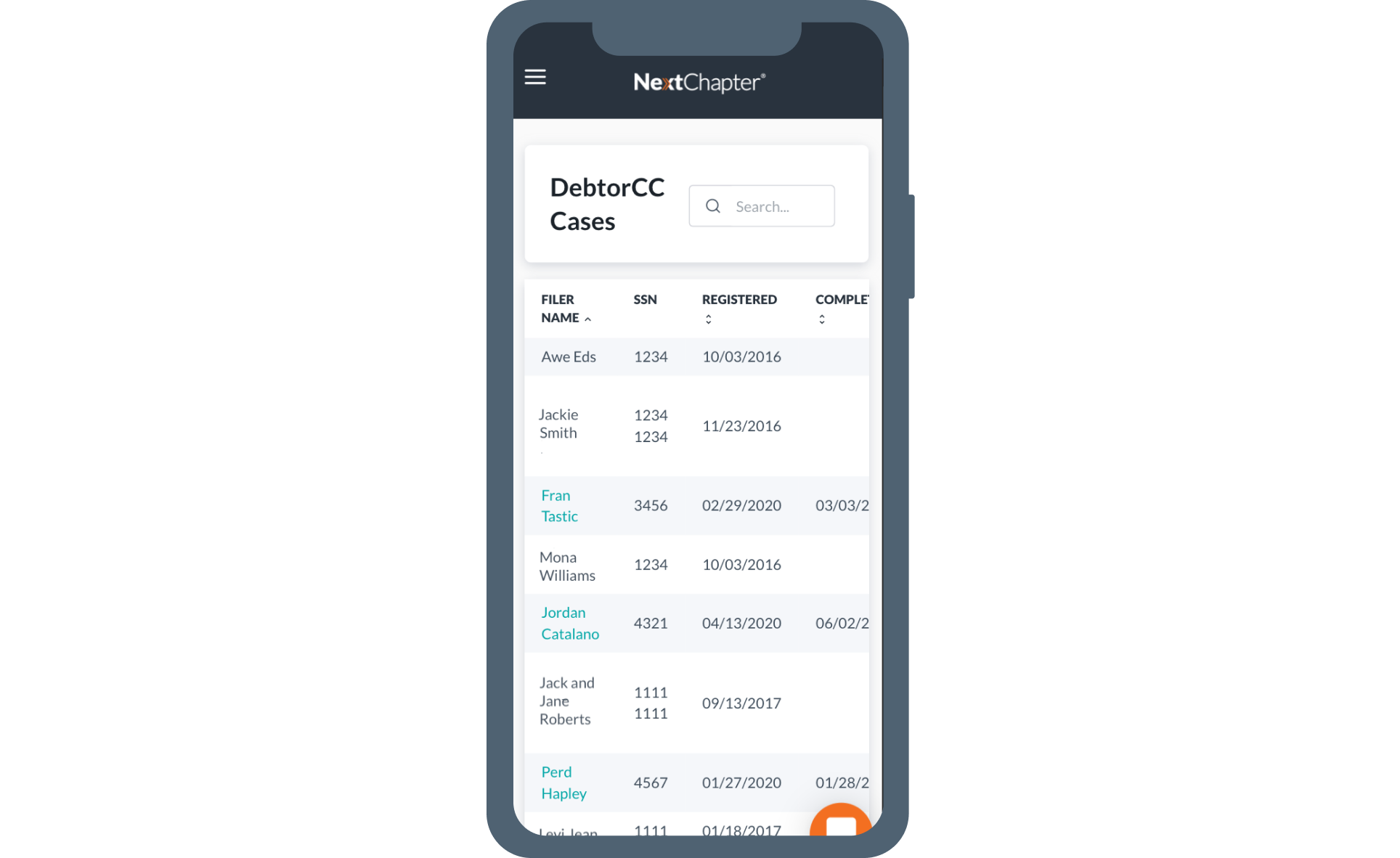 Debtor CC Dashboard Mobile